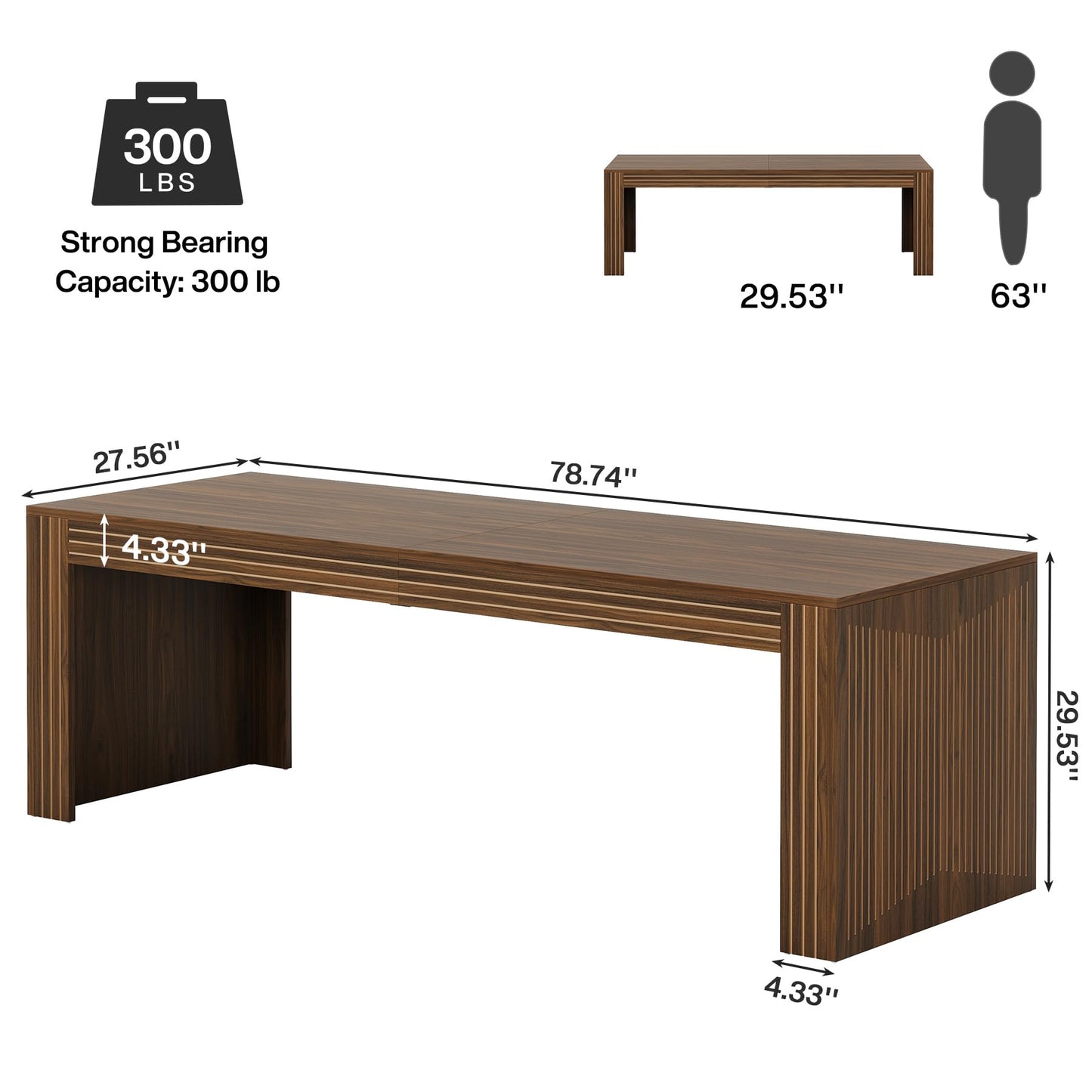 Tribesigns 79-Inch Extra Long Desk, Two Person Double Desk for Home Office, Wooden Long Computer Desk Writing Table for Office, Dark Brown