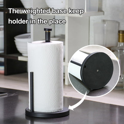 Paper Towel Holder Countertop, Standing Paper Towel Dispenser, Countertop Tabletop Non-Slip Kitchen Paper Towel Holder, Easy one-Hand Tear Paper roll Holder Stand with Ratchet System