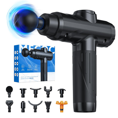 Massage Gun, Deep Tissue Percussion Massager for Pain Relief, Super Quiet Portable Body Relaxation Electric Muscle Massage Gun with 10 Attachment 30 Speed