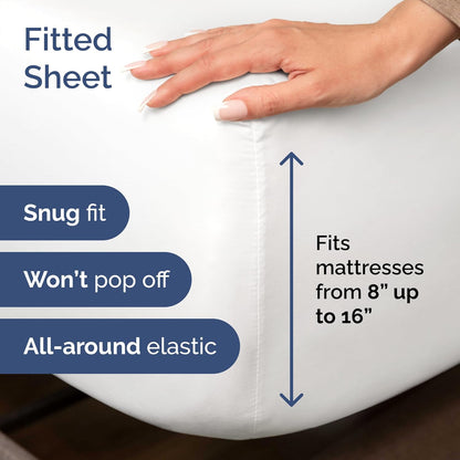 White 4-Piece Queen Sheet Set by [Brand Name] - Luxurious Bedding with Deep Pockets & 2 Pillowcases - Soft, Breathable, Cooling Comfort
