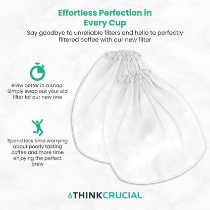 2 Replacement Strainer Bags Compatible With Toddy« Cold Brew System 5 Gallon Commercial Brewers, Washable & Reusable - by Think Crucial (2 Pack)