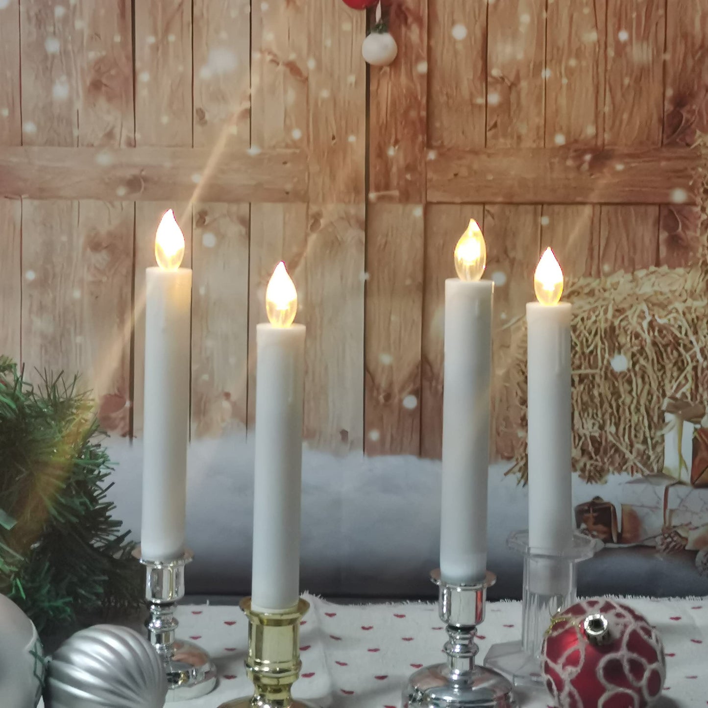CANDLE CHOICE 6” Tall Flameless Taper Candles with Remote Timer Long Battery Operated Flicking Electric LED Window Candlesticks for Candelabra Wedding Christmas Decorations Table Centerpieces 4 Sticks