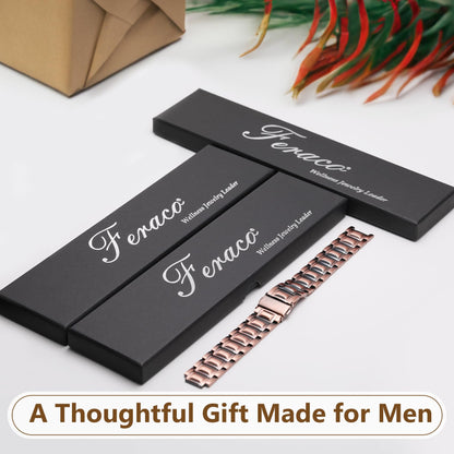 Feraco 3X Upgrade Copper Bracelets for Men,99.99% Pure Cooper Magnetic Bracelet with 3 Row Powerful 3500 Gauss Magnets,Jewelry Copper Gifts for Men