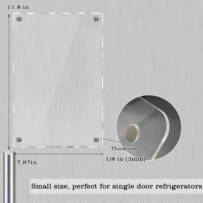 JonXon 8"x12" Acrylic Magnetic Dry Erase Board for Fridge, Clear Acrylic Magnet Calendar for Refrigerator,Includes 6 Dry Erase Markers(Clear Blank)