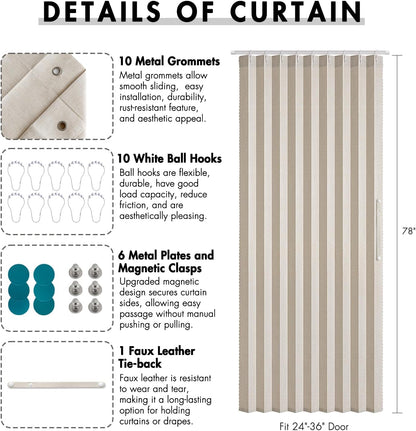 MIULEE Accordion Style Magnetic Folding Door Curtains - Cream Pleated Drapes for Room Dividers | 39" x 78" Panel