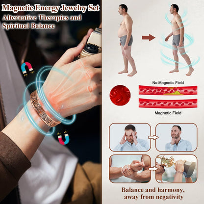 Cigmag 9X Copper Bracelet for Men Copper Magnetic Bracelet Ultra Strength Magnets Tree of Life Raven Pattern Adjustable Solid Pure Cuff Bangle