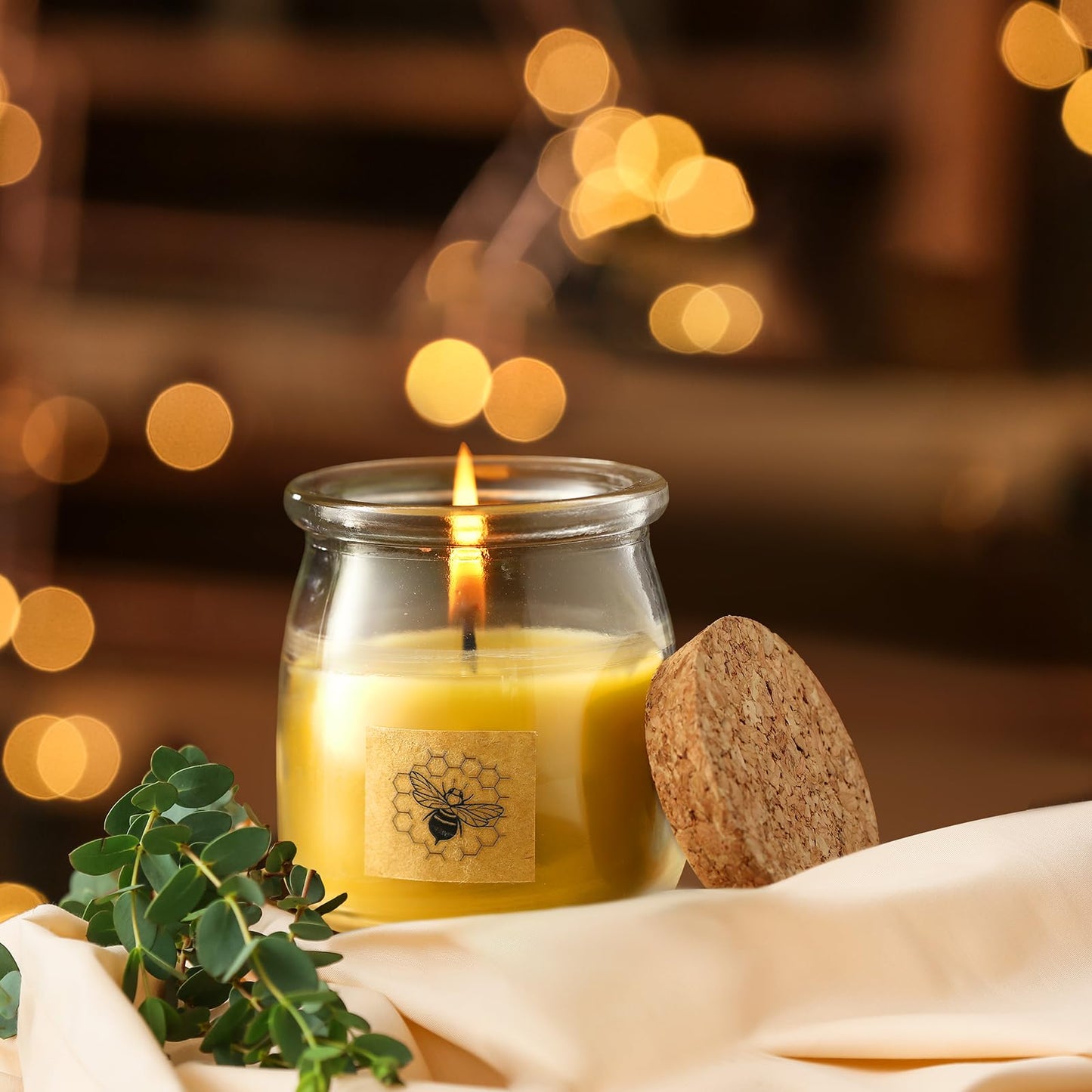 Conelist Beeswax Candle in Glass Jar, 100% Pure Beeswax Candle Organic Long Burning Yellow Bees Wax Bridesmaid Gift for Bridal Shower Bachelorette Party(8.5oz)