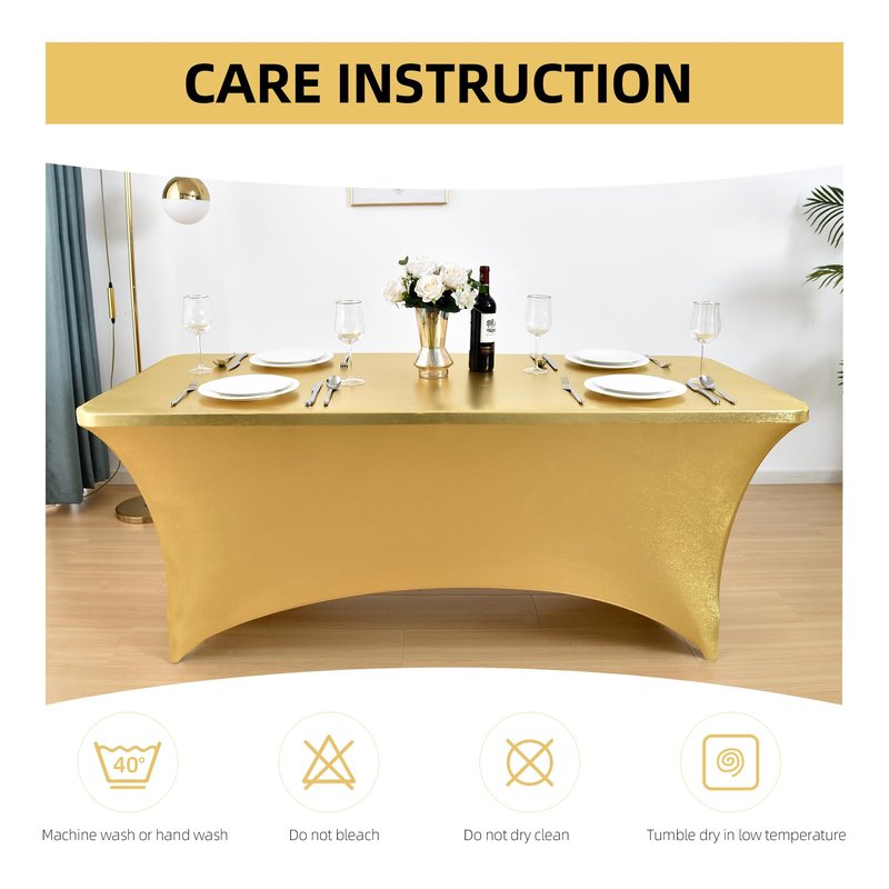ZarzaaSik 10-Pack 8ft Spandex Table Covers for Rectangle Folding Tables - Washable Elastic Tablecloth - Ultimate Fitted Table Protector for Parties, Trade Shows, Banquet, and Wedding