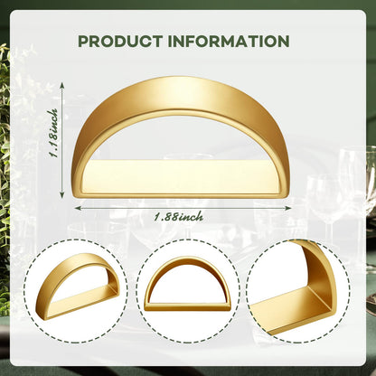 20 Pcs Stainless Steel Napkin Rings Metal Napkin Ring Holders Fall Thanksgiving Modern Serviette Buckles Metallic Adornment for Table Kitchen Dinner Party Wedding (Matte Gold Semicircle)