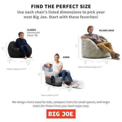 Big Joe Classic Bean Bag Chair, Mini Clouds Oat Smartmax, Durable Polyester Nylon Blend, 2 feet Round