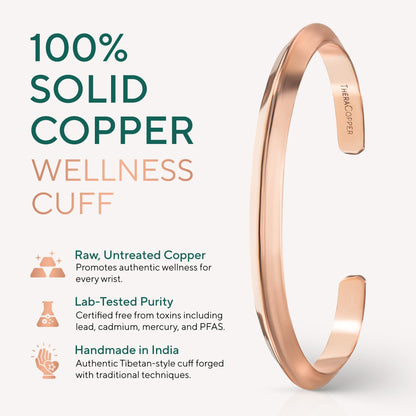 TheraCopper Copper Bracelet for Men & Women — 100% Pure Copper Bracelets — Raw, Solid & Uncoated Authentic Handmade Tibetan Bracelet Cuff Bangles (Prism)