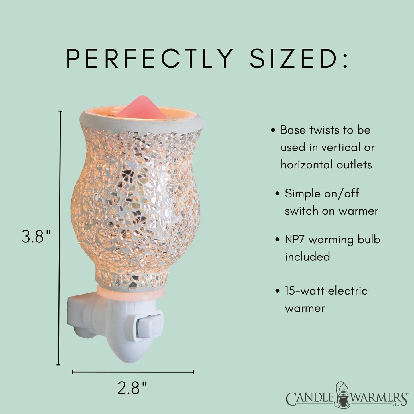 Candle Warmers Etc Pluggable Fragrance Warmer- Decorative Plug-in for Warming Scented Candle Wax Melts and Tarts or Fragrance Oils, Reflection