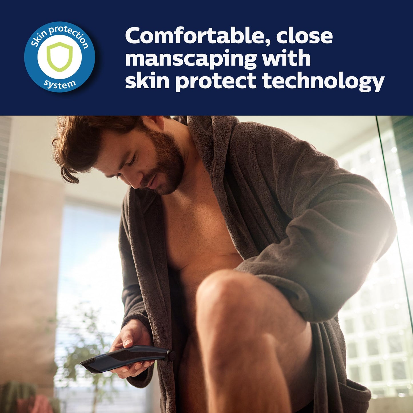 Philips Norelco Body Groomer 7000 Series, Men's Whole Body Groomer, Contour-Following 2D Flexing Head, Triple Protect Shave System & Intimate Body Hair Trimmer, 100% Showerproof, BG7480/50