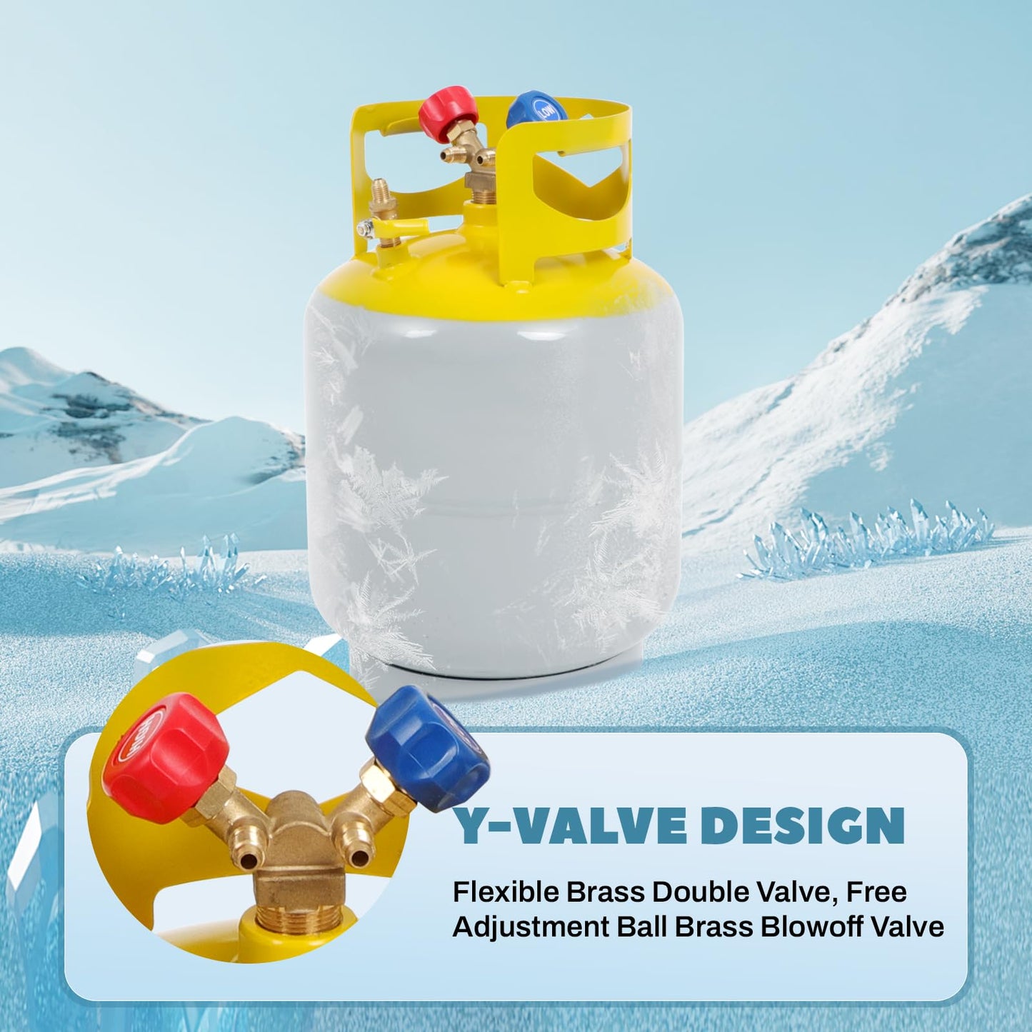 FAHKNS Refrigerant Recovery Tank for R12, R22, R134A, R410A etc Refrigerant with 1/4 SAE Y-Valve Liquid/Vapor Reclaim Tank 50 LB Reusable