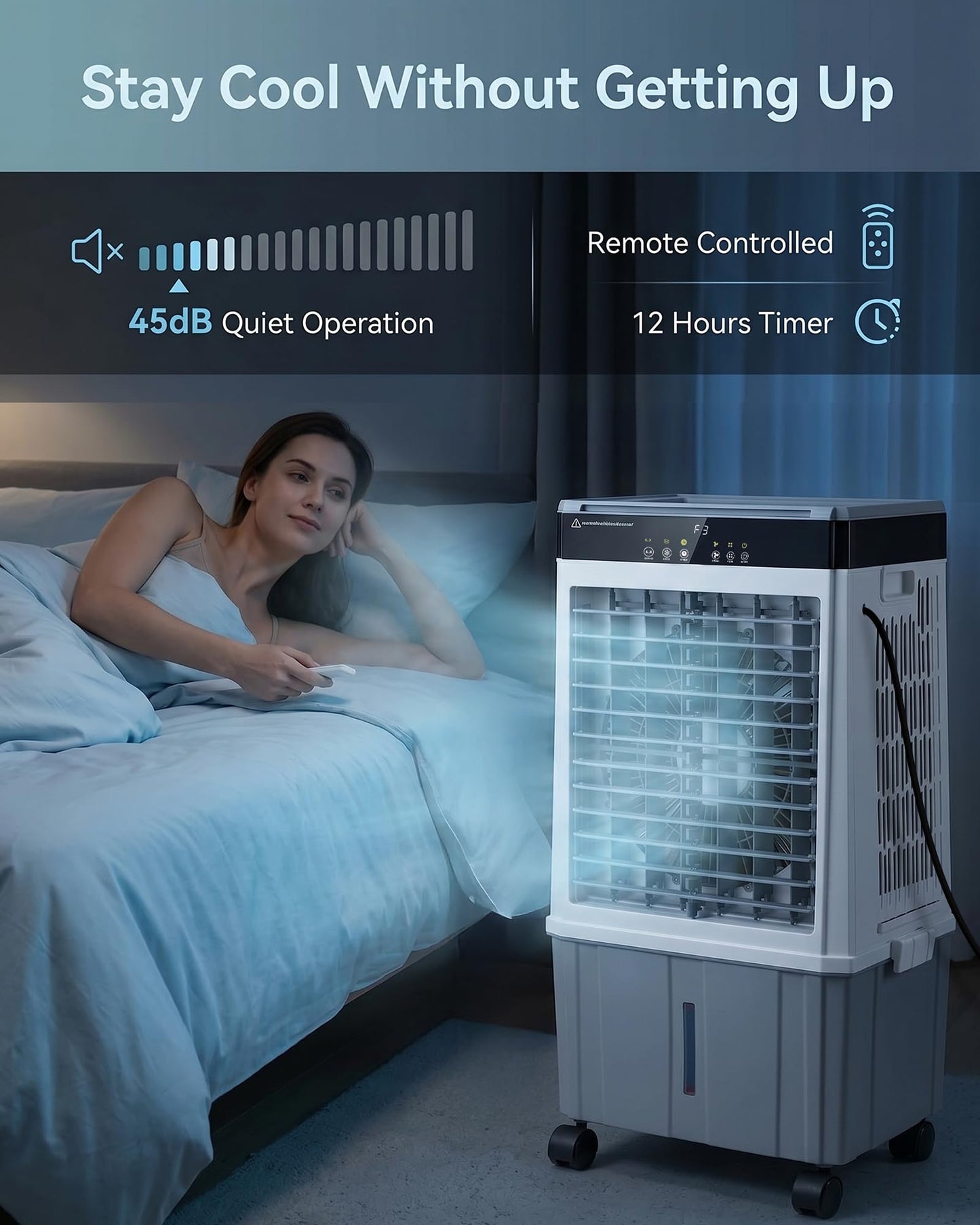 Air Choice Swamp Cooler, 3000CFM 31" Evaporative Air Cooler, 5.5Gal Removable Tank & 4 Ice Box, 120° Oscillation, 3 Speeds, Remote, 12H Timer, 3-in-1 Air Cooling Fan for Outdoor, Office, Bedroom, Grey