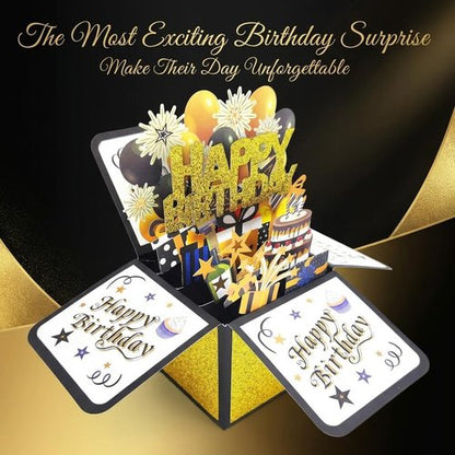 Intatikoo Pop Up 3D Birthday Card,Blank Greeting Card with Envelope, Birthday Gift for Him Dad Husband Son Women Kids Her