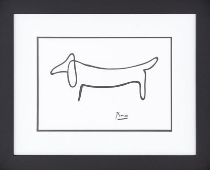 buyartforless FRAMED The Dog (Le Chien) Drawing by Pablo Picasso 14x11 Art Print Poster Double Mat