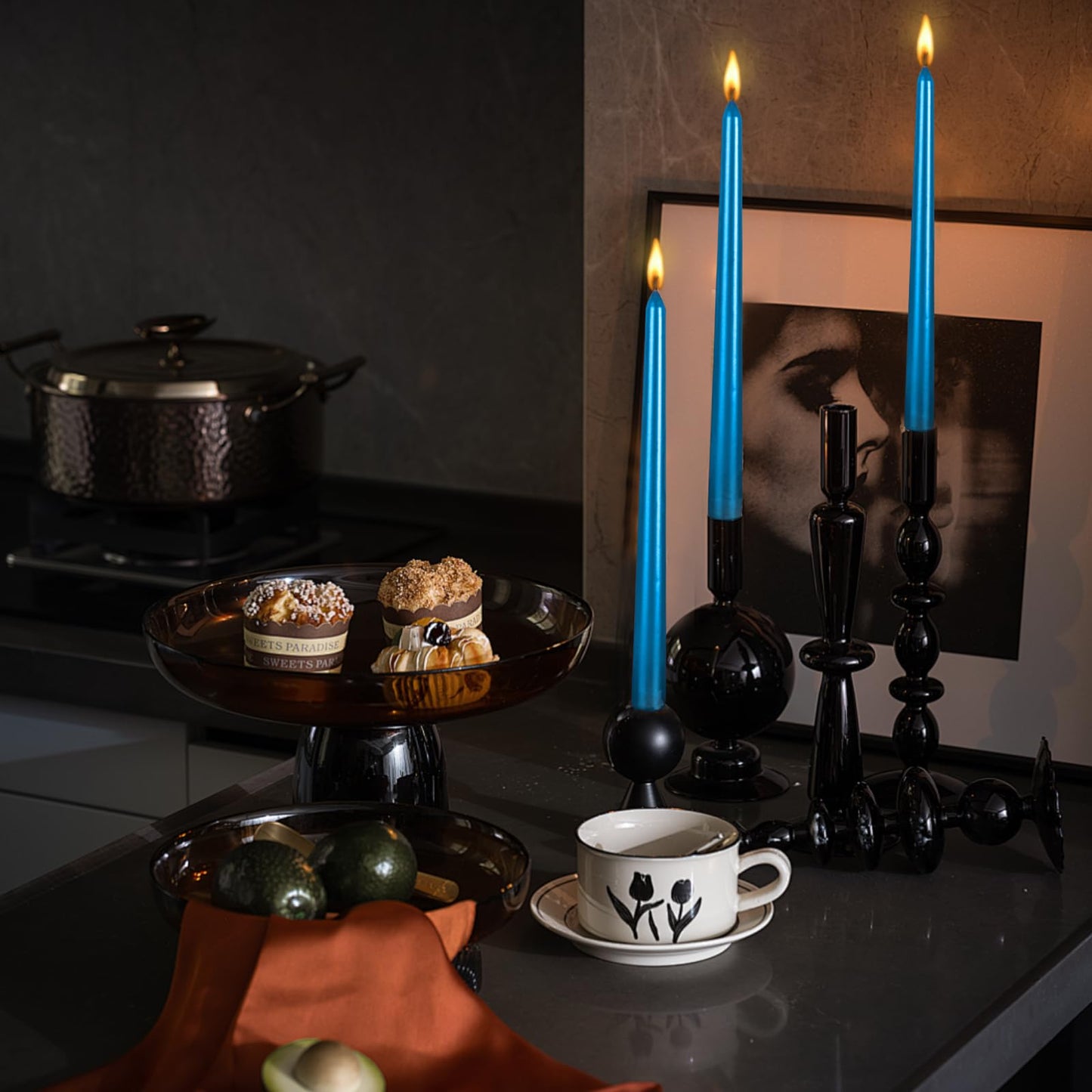 10 Inch Taper Candle, Set of 12,Tapered Candles Burn for 7 Hours, Long Sticks,Tall Candlesticks, Dinner Party, Wedding, Halloween (12pcs, Blue)