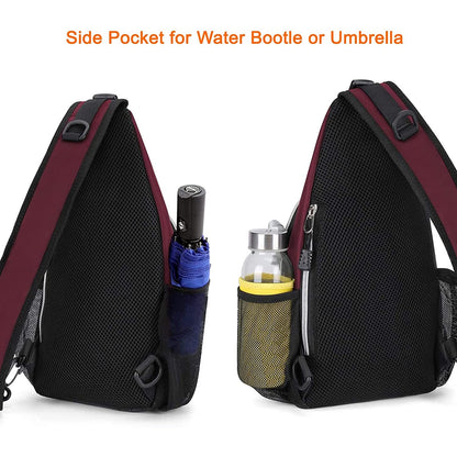 MOSISO Mini Sling Backpack,Small Hiking Daypack Travel Outdoor Casual Sports Bag, Wine Red