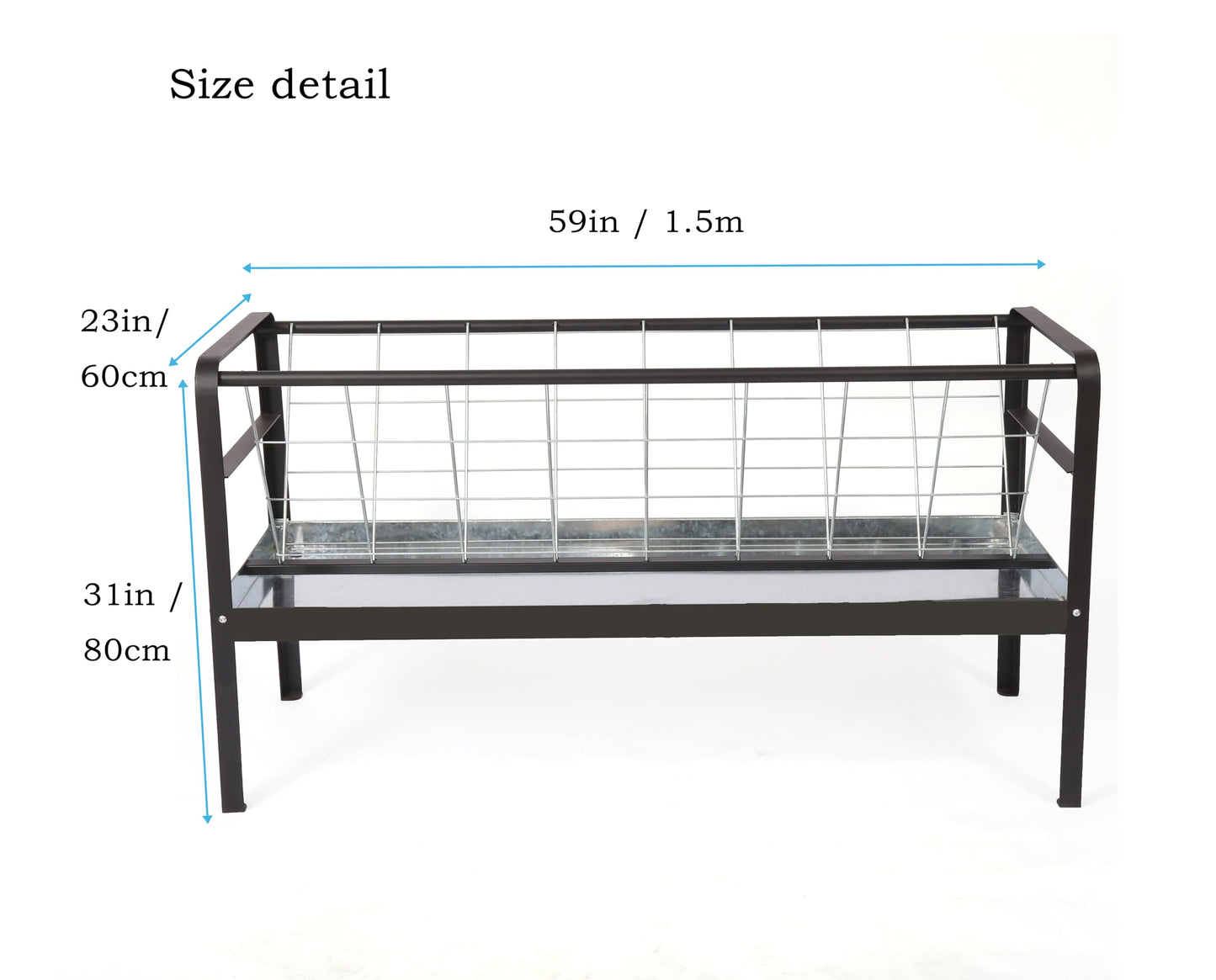 homcare Pasture Hay Feeder for Goats, Sheep, Miniature Horses and Small Livestock,5 Feet Long, Black