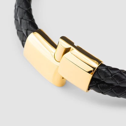 SERASAR Bracelets for Men 20cm Gold Gift Box Genuine Leather Cowhide Braided Adjust Able Magnetic Clasp Multi Layer Jewellery Rope Man Mans Male Mens Band Jewelry Accessories
