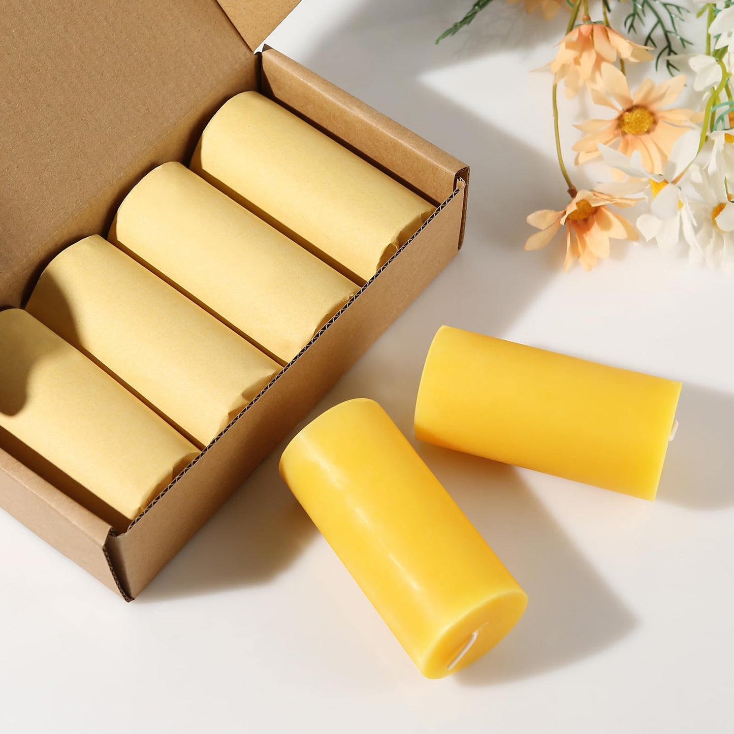 16 Pack Natural Beeswax Pillar Candles,560 Hours Long Burning Bees Wax Candle for Home,Prayer,Emergency,Dripless Smokeless Organic Beeswax Candles Bluk 2x4in