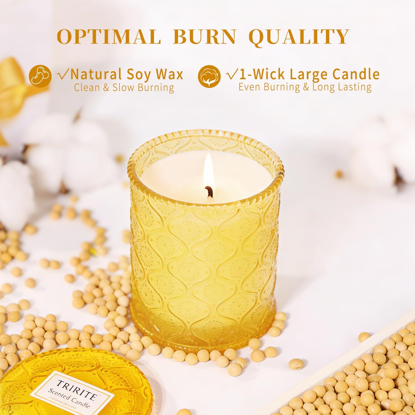 Sandalwood Fig Amber Scented Candles, Natural Soy Wax Jar Candle in Glass 45 Hours Clean Burn, Gift-Ready for Hosts & Gatherings Elegant Home Décor