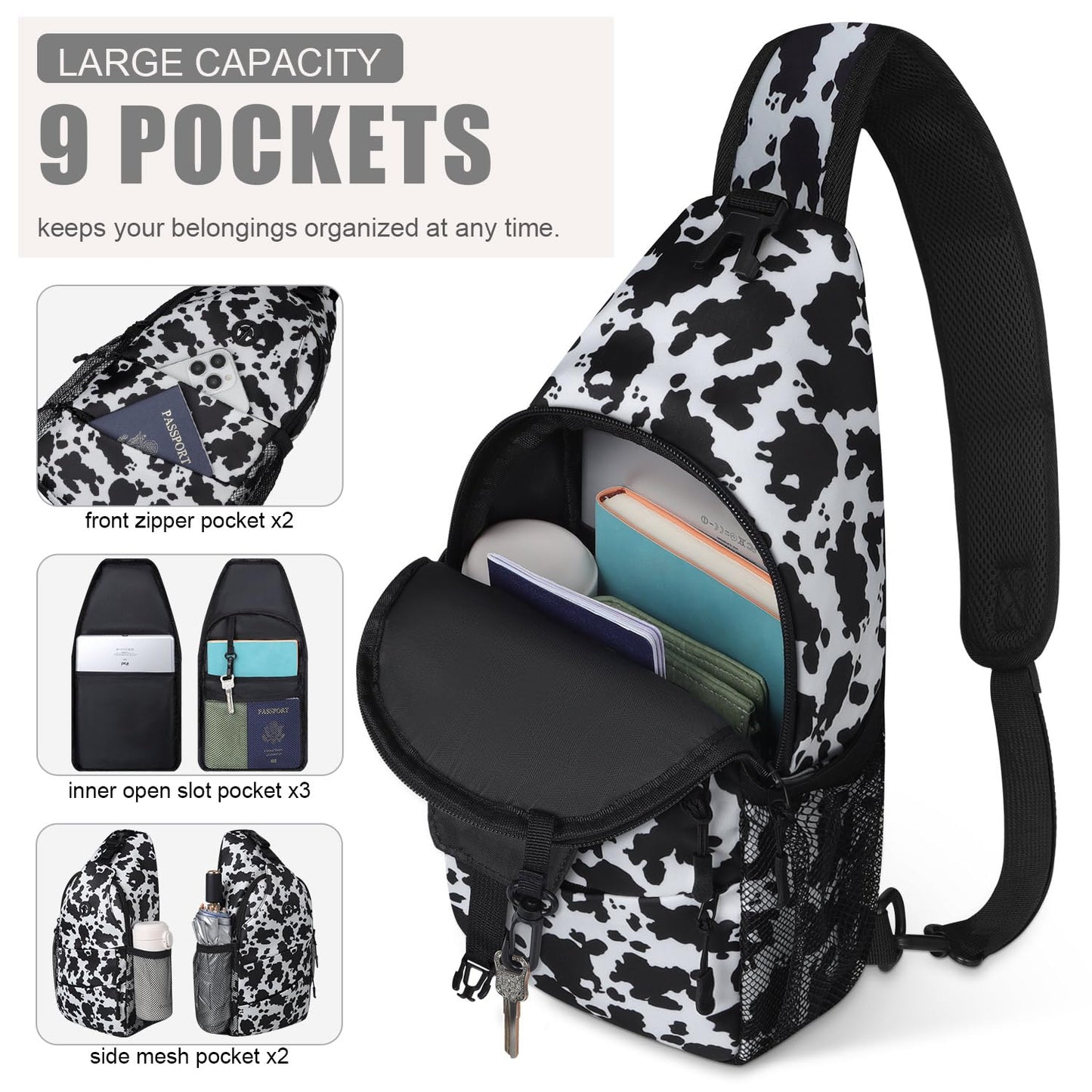 Crossbody Bags for Women Men Trendy Sling Bag Bakpack Casual Chest Bag with Convertible Shoulder Strap