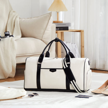 BOSTANTEN Weekender Bags for Women Leather Duffle Large Travel Bag Carry On Duffel with Shoe Compartment