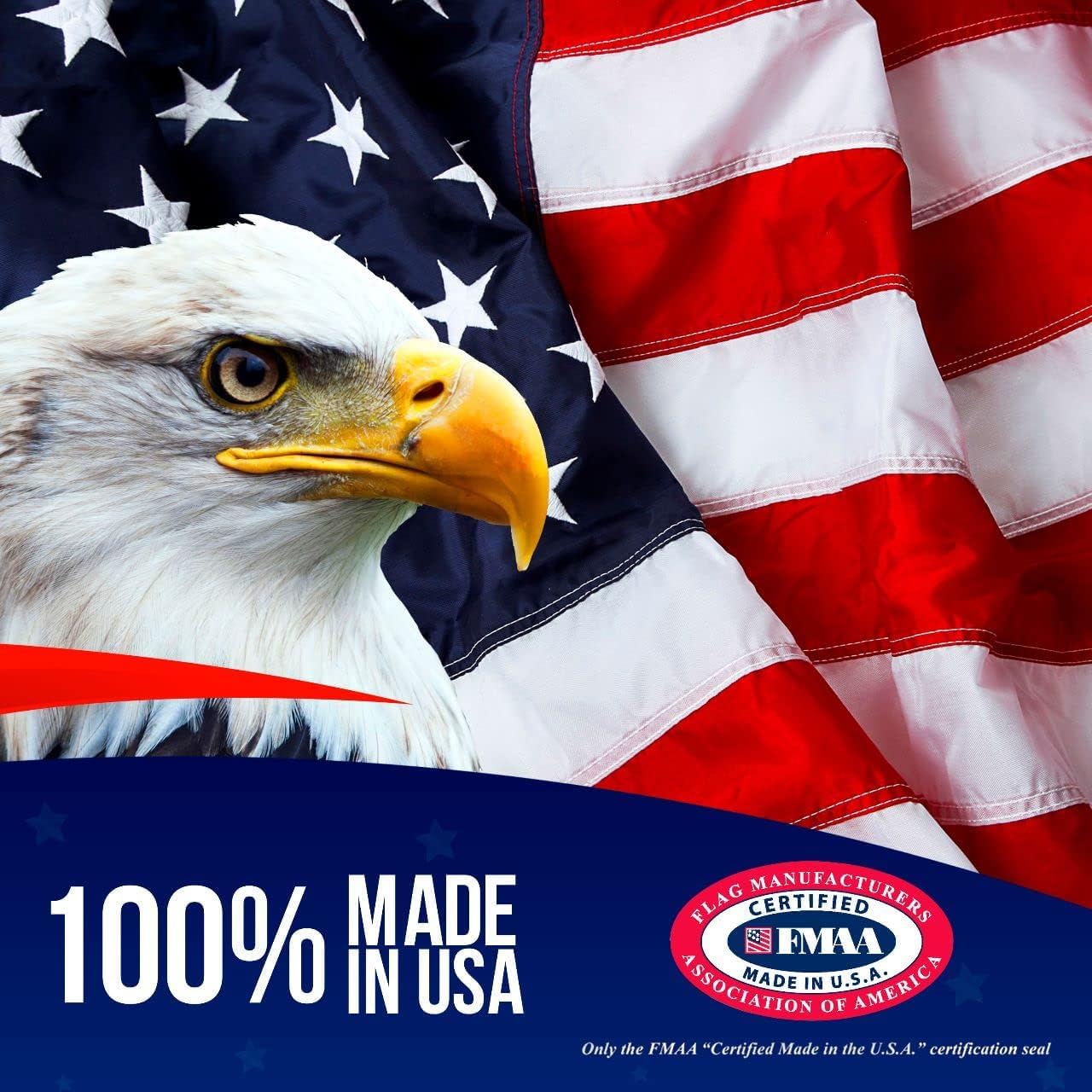 American Flag | American Flags for Outside 3X5 |100% Made in USA Flag - Premium US Flag 3X5 Heavy Duty Outdoor with Embroidered Stars and Sewn Stripes.