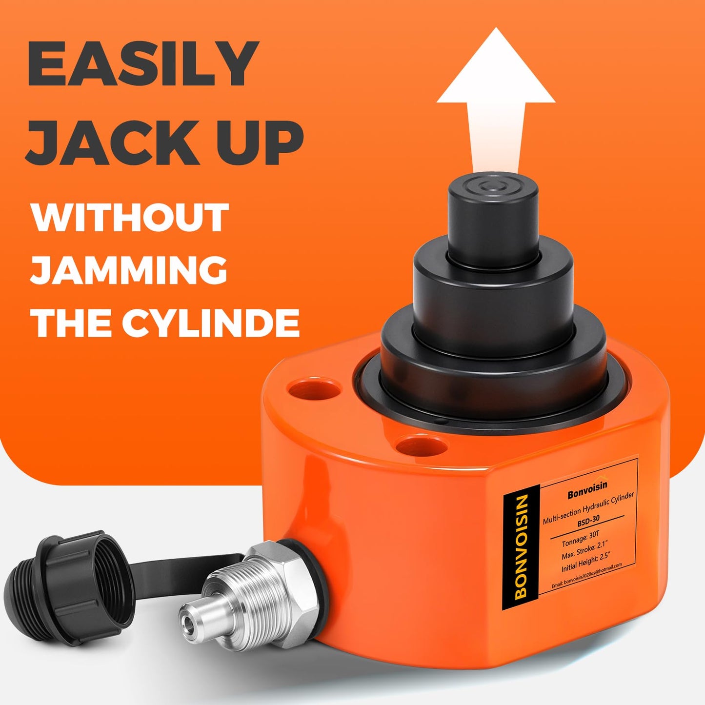 Bonvoisin Hydraulic Ram Jack 30T Low Profile Porta Power Cylinder Multi-Section 2.13" Stroke Lifting Cylinder for Machinery Shipbuilding Bridge Construction