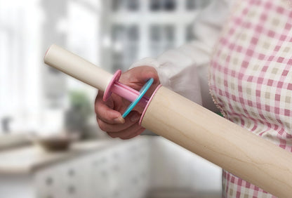 Bakelicious Adjustable Rolling Pin, Wood and Nylon Rolling Pin with Thickness Rings, 3.5 x 3.5 x 21.75 inches