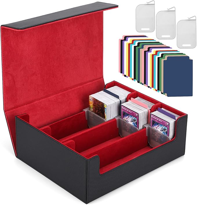 Card Deck Case for Trading Cards 1800+ MTG Card Storage Box Leather Magnetic Closure Storage Box for Magic Commander MTG YuGiOh PKM and Sports Cards