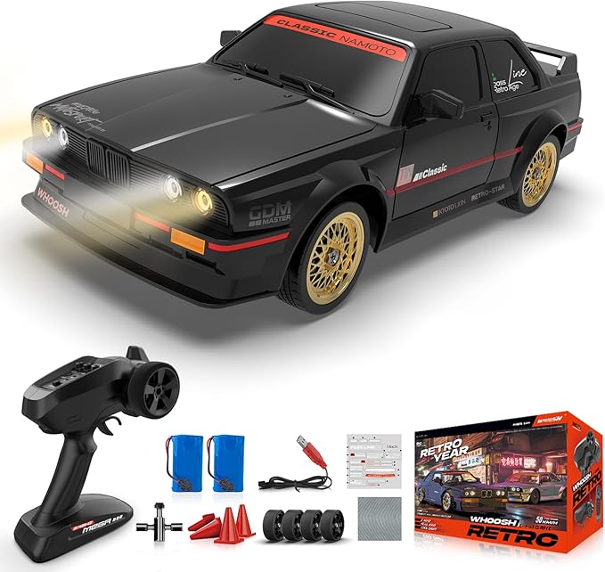 RC Drift Car with Gyro Fast RC Cars for Adults 50KM/h Drifting RC Car 2.4GHz 1/16 Remote Control Cars 4WD High Speed Racing Vehicle Sport Toy Cars with LED Lights for Adults Boys Girls Kids
