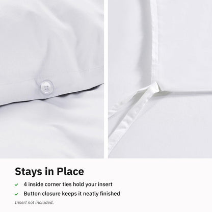 California Design Den 2 Pc Twin XL/Twin Duvet Cover Set - Winner Good Housekeeping Best Bedding Awards 2025, 400 Thread Count Sateen, 100% Cotton Duvet Covers, Button Closure, Corner Ties - White