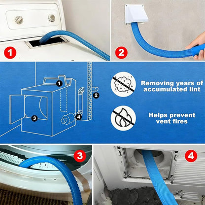 Dryer Vent Cleaning Kit for Vacuum, Universal Dryer Lint Vacuum Attachment with Long Flexible Hose & Brush, Dryer Lint Vac Attachment for Quick Lint Removal, for Most Vacuum Cleaners (1PC)