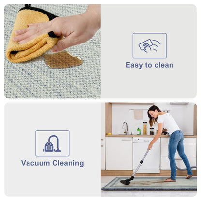 KIMODE Anti Fatigue Kitchen Mats for Floor, Farmhouse Rugs for Kitchen Floor, Cushioned Kitchen Floor Mat Non Slip, Comfort Memory Foam Standing Mat for Laundry Office Sink Desk Blue 24"x59"