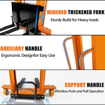 1100 Lbs Electric Manual Pallet Stacker, 63" Lift Height 1500W Powered Walkie Stacker with 48V 10Ah Battery, Manual Hand Forklift Pallet Truck for Warehouse, Logistics, Workshop