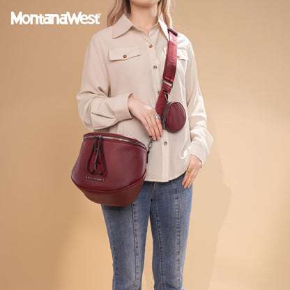 Montana West Large Crossbody Bags for Women Bum Bag Sling Purse with Adjustable Strap