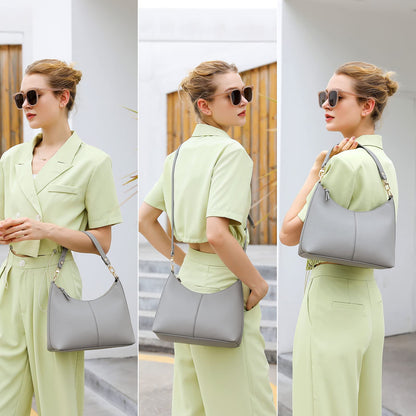 Keyli Women's Grey PU Leather Small Crossbody Bag with Zipper Clutch
