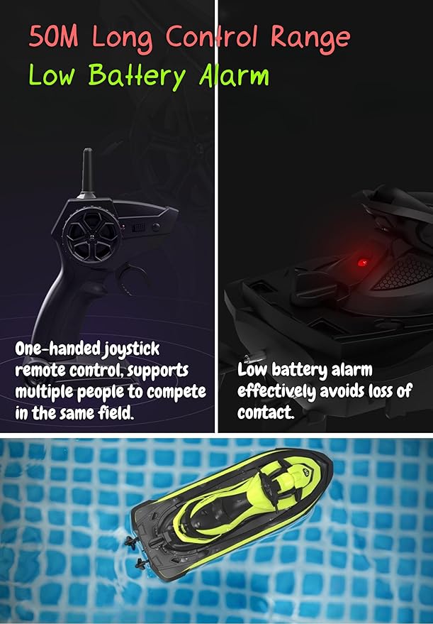 2.4 GHz RC Motorboat for Kids &amp Adults 10 km/h High-Speed Dual-Motor Electric Racing Jet Ski Toy 50 m Range 20 min Play Low-Battery Alarm Pool &amp Lake Ready (Orange)