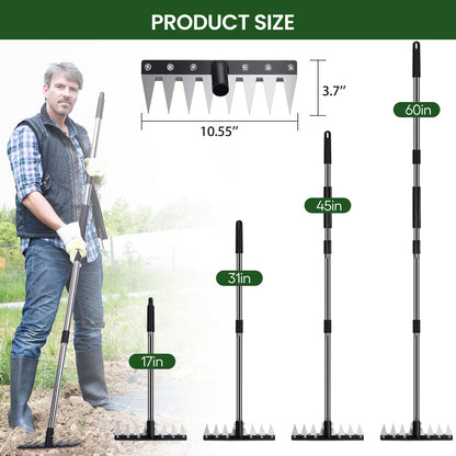 Stainless Steel Weeding Tool withSaw Blade - 4-Section Detachable Handlefor Effortless Gardening, YardWork & Weed Removal