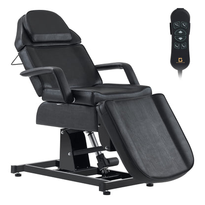 BarberPub Fully Electric Facial Bed with 3 Motor for Esthetician, Electric Tattoo Chair for Client, Facial Bed for Esthetician, Electric Adjustment 2751 (Black, Height (Flat): 24"–33")
