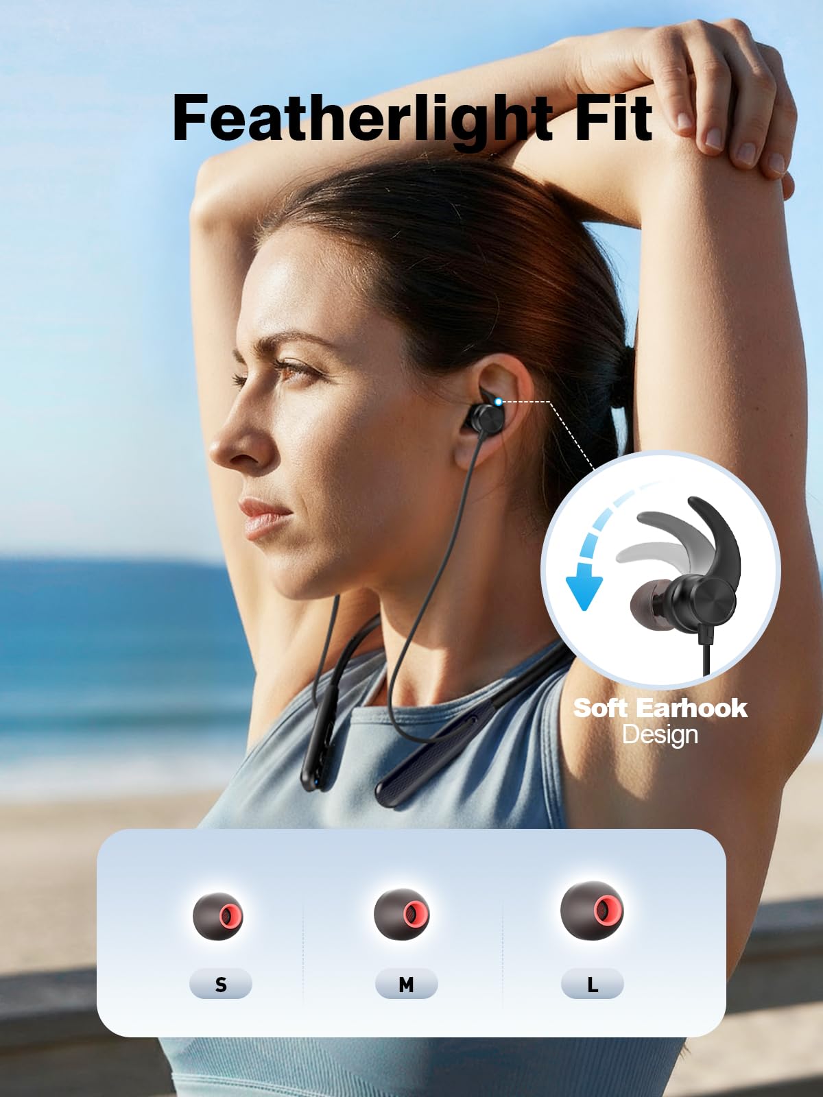 Rythflo Neckband Bluetooth Headphones, ENC IPX7 Sweatproof Sport Earbuds with AI-Enhanced Mic Vibration Call Alert, 50H Playtime Deep Bass Wireless Waterproof Earphones for Work Running Workout Gym