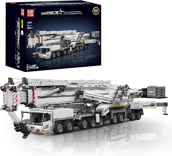 Mould King 17007 Technology Crane Building Set 8506 Pieces Heavy Crane Truck Building Kits for Kid/Adult APP Programmable Construction Vehicle Block Set White