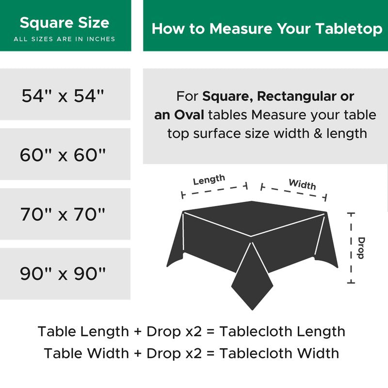 Biscaynebay Textured Fabric Christmas Square Tablecloths 54x54 Inches, Hunter Green Water Resistant Spill Proof Tablecloths for Dining, Kitchen, Wedding and Parties etc. Machine Washable