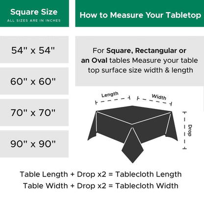 Biscaynebay Textured Fabric Christmas Square Tablecloths 54x54 Inches, Hunter Green Water Resistant Spill Proof Tablecloths for Dining, Kitchen, Wedding and Parties etc. Machine Washable