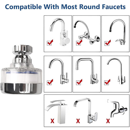 Dexspoeny 3 Pcs of Sink Water Filter and 18 Filter Elements Set, Sink Faucet Filter 360°Rotating, Bathroom Sink Filter Removes Fluoride Hard Water, Faucet Filter Faucet Extender for Home Kitchen Sink