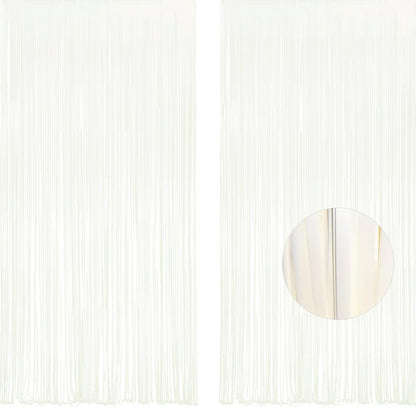 White Party Streamers Decoration - GREATRIL Foil Fringe Backdrop for Daisy Groovy Birthdays/Anniversary/Graduations/Bridal Shower/Cocktail/Prom/Gala - 3.2ft X 8.2ft - 2 Packs