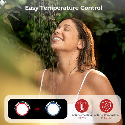 CAMPLUX 1.58 GPM Portable Tankless Water Heater with Water Pump Kit, Propane Water Heater Outdoor with 1.2 GPM Pump, 41,000 BTU, BD158P43